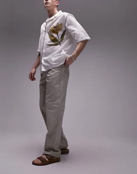 Topman - Широкие брюки каменного цвета