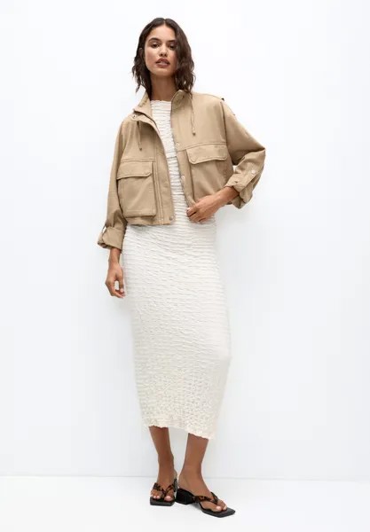 Демисезонная куртка WITH DRAWSTRINGS PULL&BEAR, песочный