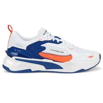 Мужские кроссовки Puma Pl RsFast Motorsport на шнуровке синие, оранжевые, белые повседневная обувь
