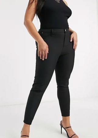 Черные зауженные брюки с завышенной талией River Island Plus Molly-Черный цвет