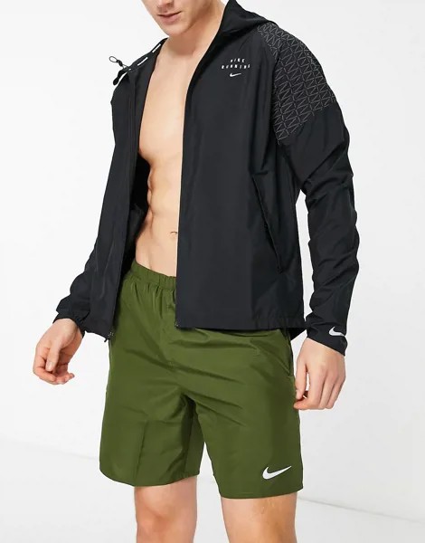 Шорты цвета хаки длиной 7 дюймов Nike Running Challenger Dri-FIT-Зеленый цвет