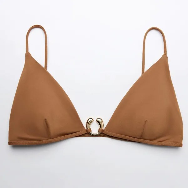 Топ-бикини Zara Triangle Metal Piece, коричневый