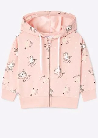 Розовая толстовка oversize с единорогами для девочки Gloria Jeans