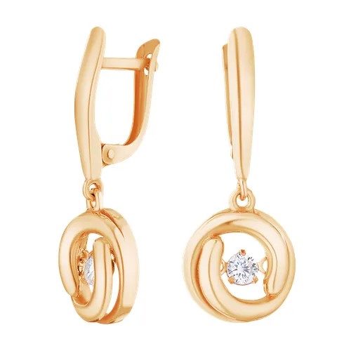 Серьги каффы Ювелир Карат, серебро, 925 проба, золочение, фианит, , золотистый