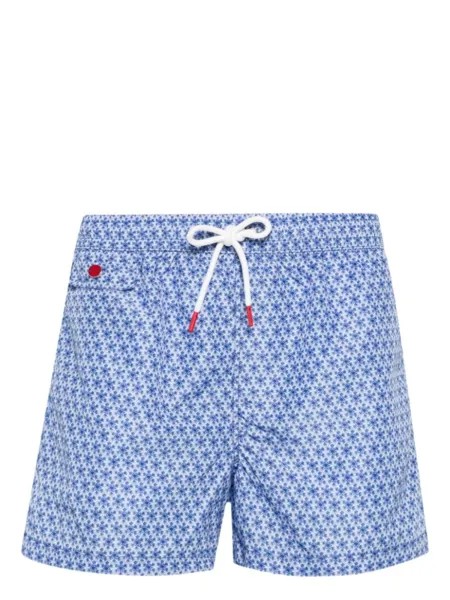 Kiton плавки-шорты с принтом, синий