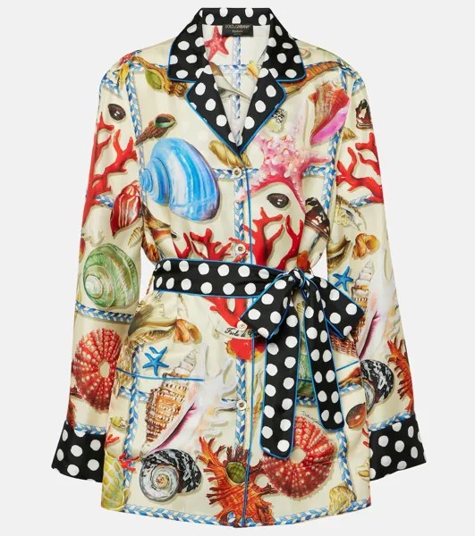 Рубашка из шелкового атласа с принтом Капри Dolce&Gabbana, мультиколор