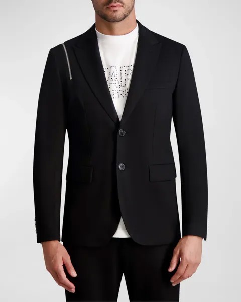 Мужской однотонный пиджак с молнией на плечах Karl Lagerfeld, цвет Black