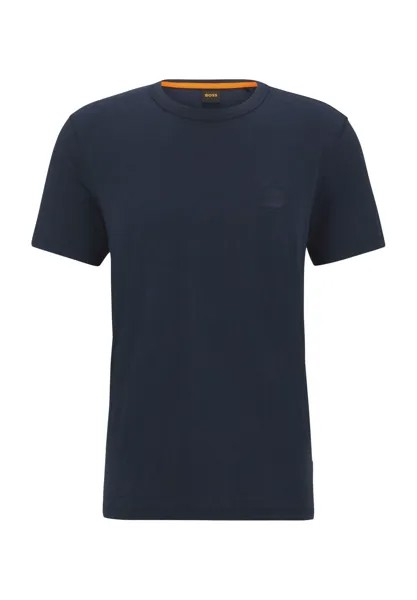 Мужская хлопковая футболка с вышивкой логотипа Hugo Boss, цвет Dark Blue