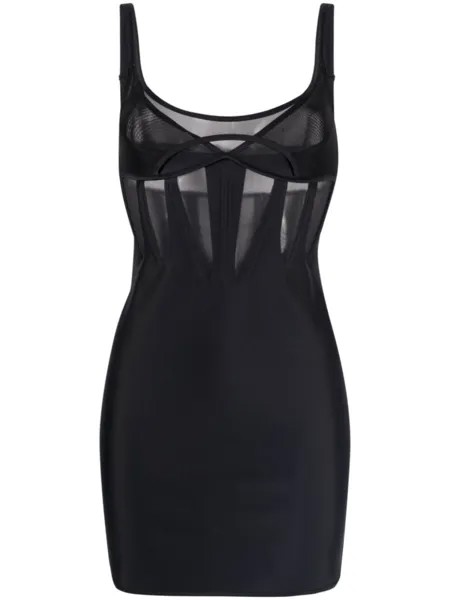 Mugler сетчатое платье мини, черный