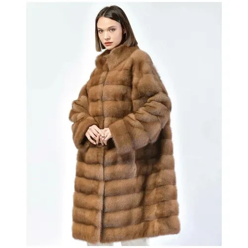 Пальто Skinnwille, норка, оверсайз, размер 46, коричневый