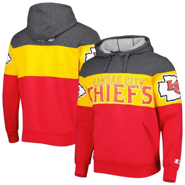 Мужская толстовка с капюшоном темно-серого/красного цвета Kansas City Chiefs Extreme Pullover Starter