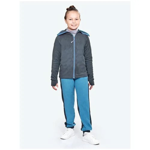 Школьные брюки джоггеры Микита, повседневный стиль, пояс на резинке, манжеты, размер 110, серый, голубой