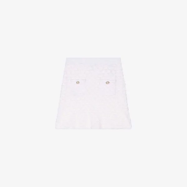 Фактурная трикотажная мини-юбка Maje, цвет blanc