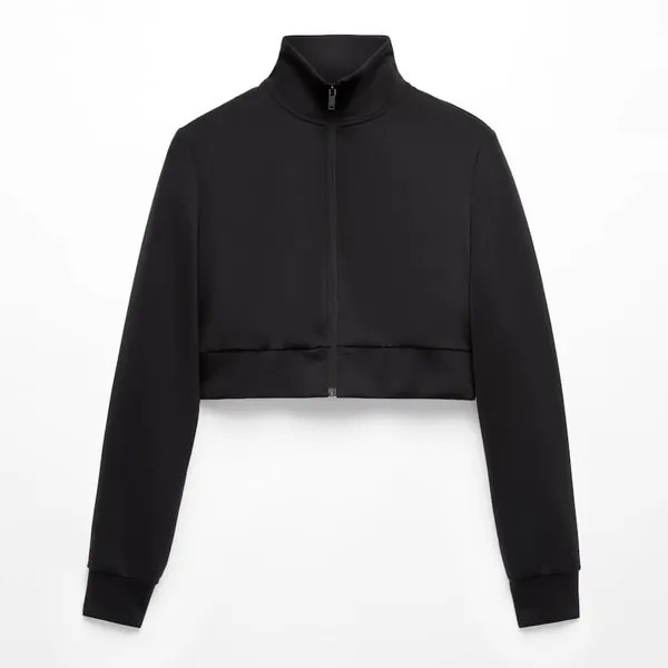 Толстовка Oysho Neoprene Effect Crop, черный