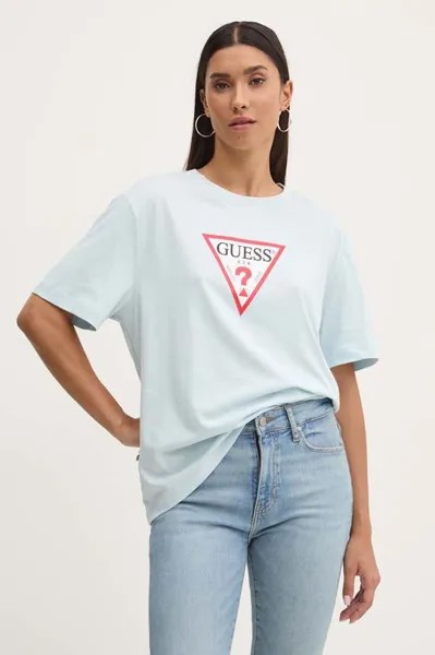 Хлопковая футболка Guess Jeans, синий