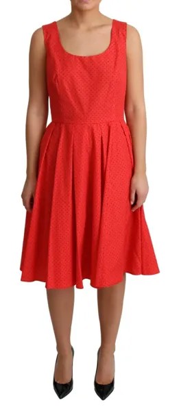 Платье DOLCE - GABBANA Красное хлопковое трапеция в горошек IT44 / US10 / L Рекомендуемая розничная цена 1400 долларов США
