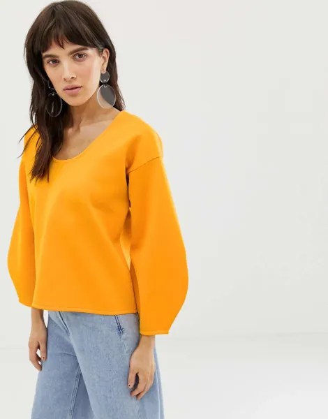 Свитшот с овальным вырезом ASOS WHITE-Оранжевый