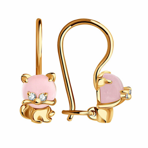 Серьги Diamant online, золото, 585 проба, фианит, розовый