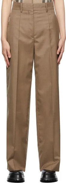 Широкие брюки Jane из шерсти серо-коричневого цвета Burberry