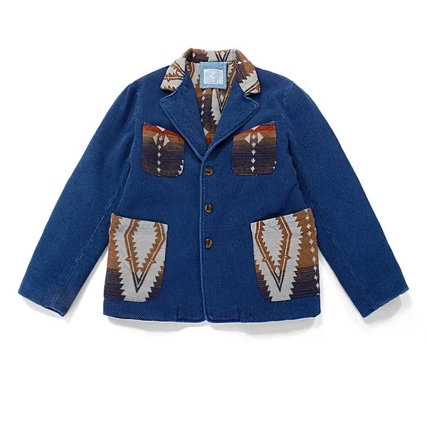 Мужская Толстая осенне-зимняя куртка цвета индиго, с несколькими карманами, в стиле ретро