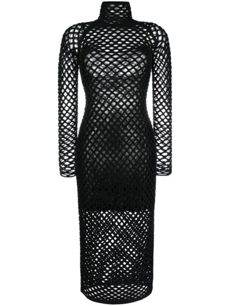 Alaïa сетчатое платье миди Cage, черный