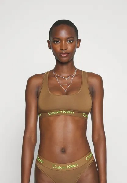 Бюстье Бюстгальтер без подкладки Calvin Klein Underwear, кофейный ликер/зеленый жасмин с логотипом