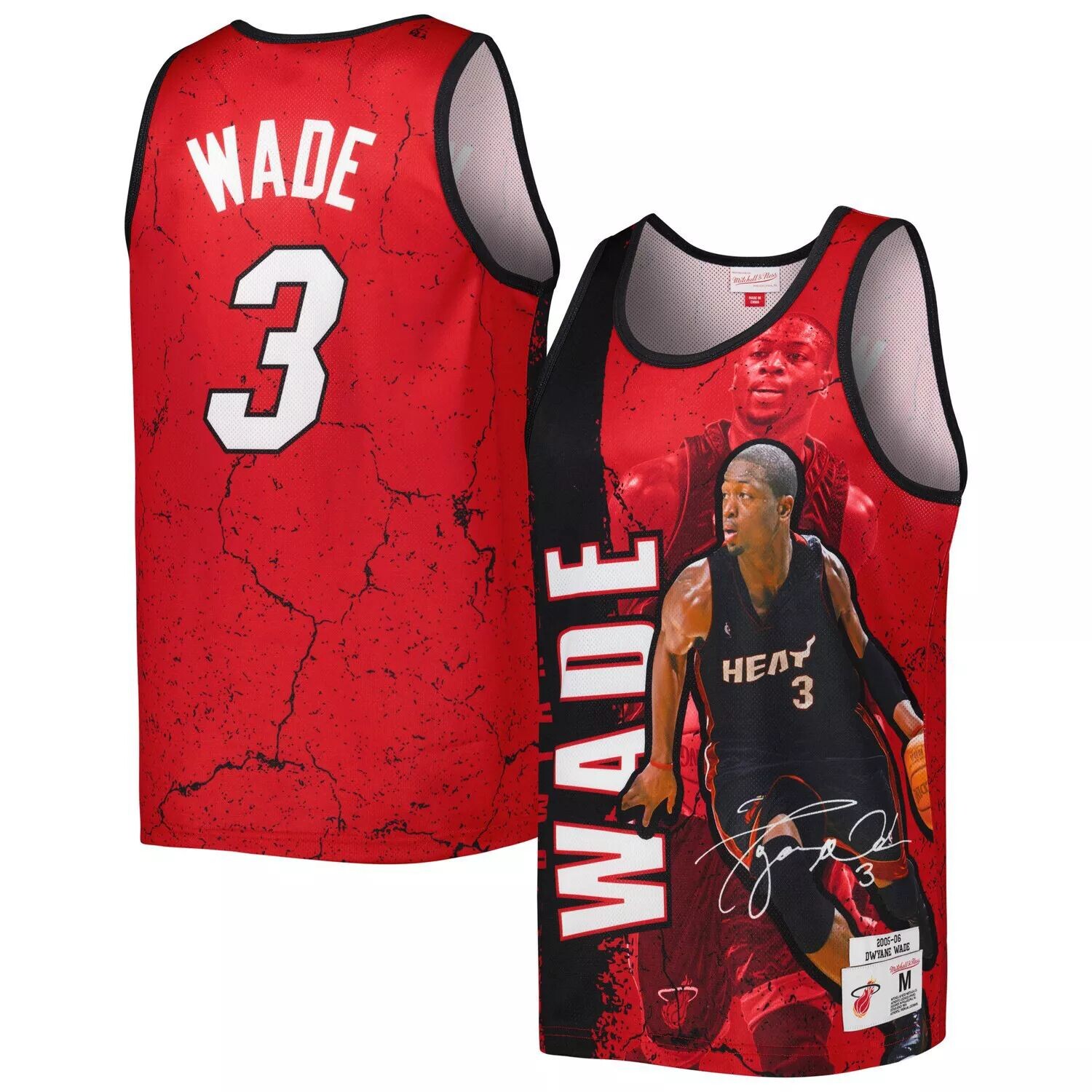 Мужская майка Mitchell & Ness Dwyane Wade Black Miami Heat 2005-06 Hardwood Classics Player Burst