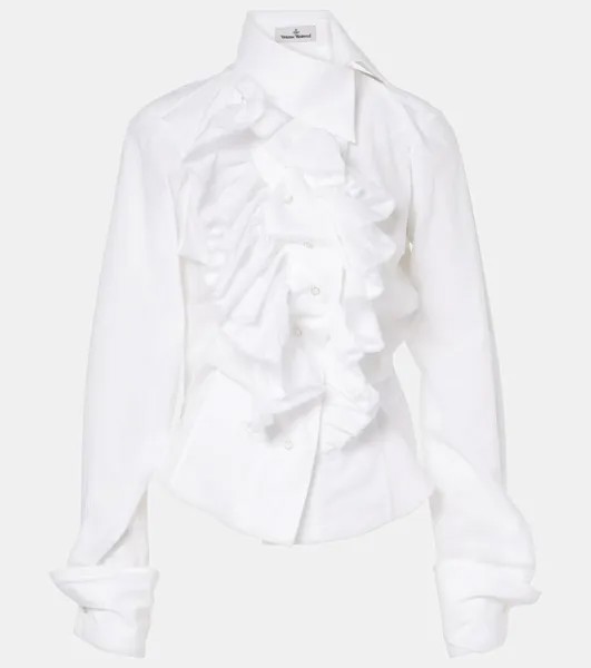Хлопковая рубашка с оборками Wizard Frill Vivienne Westwood, белый