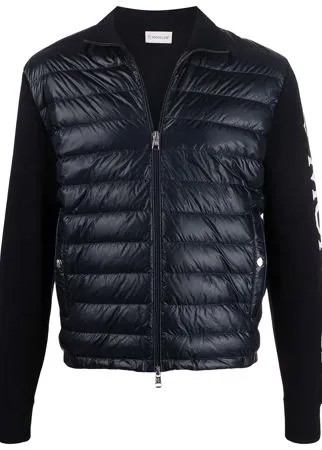 Moncler бомбер с дутыми вставками и логотипом