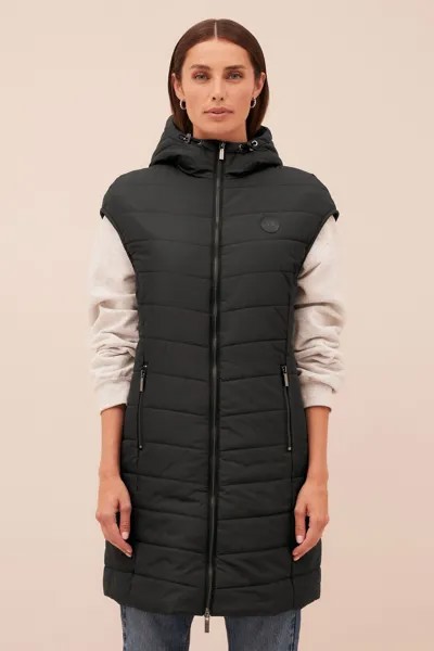 Стеганый свитер с капюшоном и длинным кроем без рукавов Armani Exchange, черный