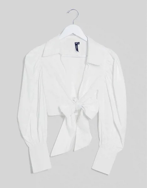 Белая блузка с поясом Influence-Белый