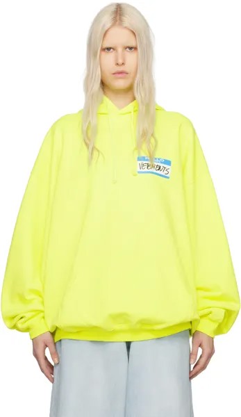 Желтое худи с надписью My Name Is Vetements Vetements, цвет Neon yellow