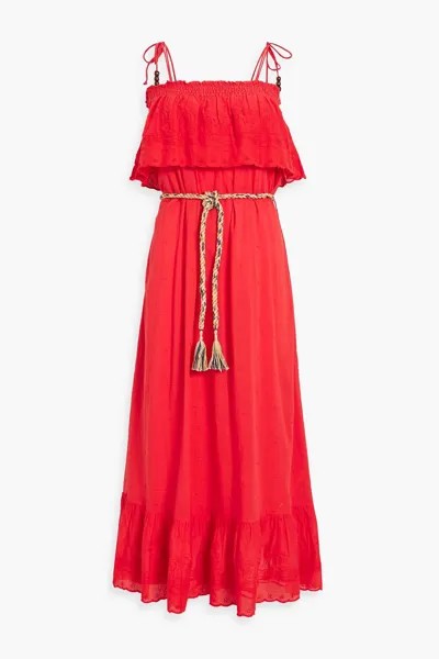 Платье макси Felicia из хлопка с оборками в горошек ANTIK BATIK, красный