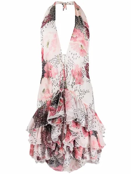 John Galliano Pre-Owned платье мини с цветочным принтом