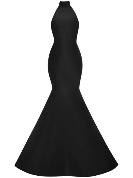 Oscar de la Renta платье с вырезом халтер и бантом, черный