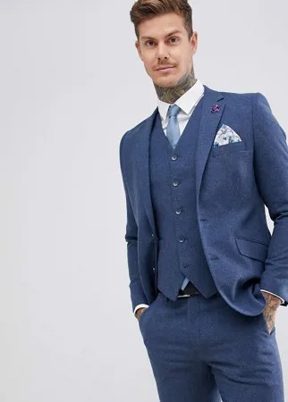Приталенный пиджак из донегаля с добавлением шерсти Gianni Feraud Heritage-Темно-синий