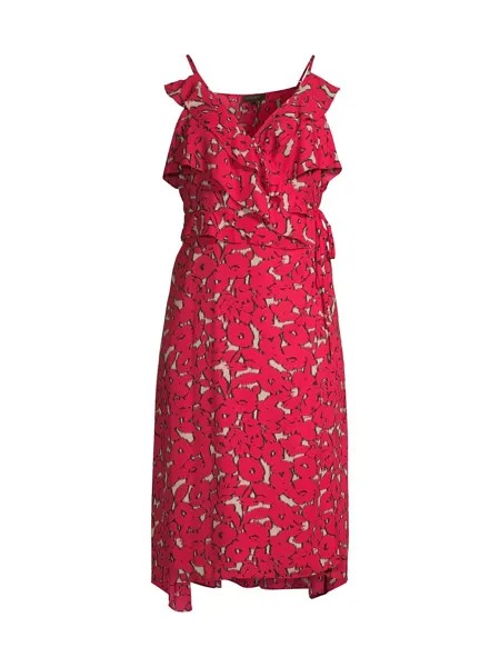 Платье миди с запахом Rustic Chic Georgette Donna Karan New York, разноцветный
