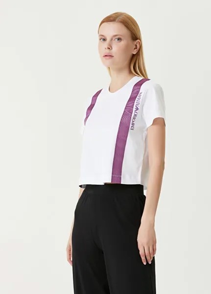 Футболка с фиолетовой полоской Emporio Armani, белый