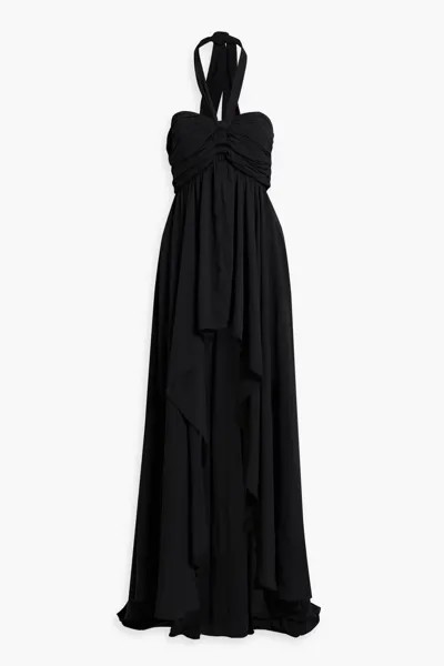 Платье макси Natasha со сборками и вырезом из жоржета Ronny Kobo, черный