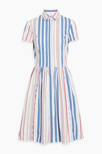 Полосатое платье-рубашка из поплина с добавлением хлопка Oscar De La Renta, синий