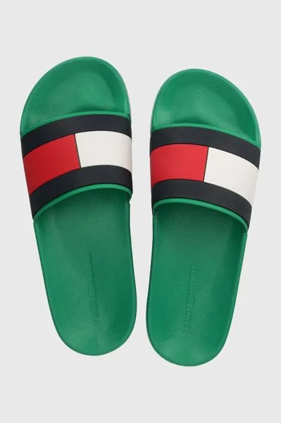 Шлепанцы RUBBER TH FLAG POOL SLIDE Tommy Hilfiger, зеленый