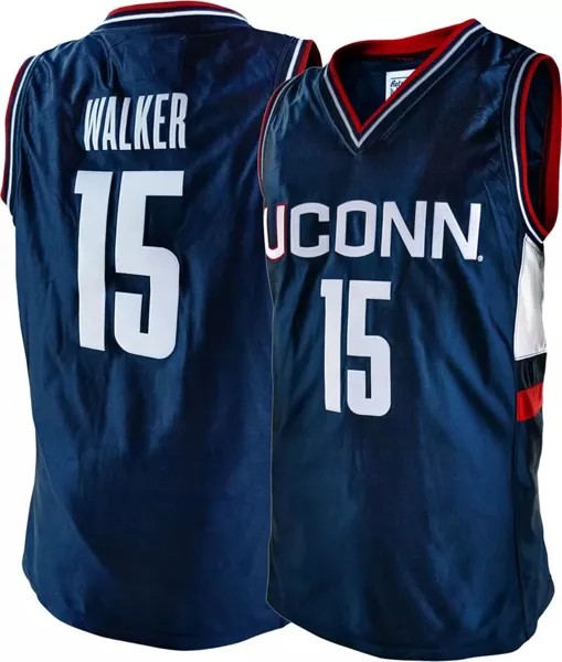 Мужская Retro Brand Баскетбольная майка UConn Huskies Kemba Walker # 15 синего цвета