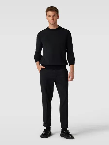 Вязаный свитер с рукавами реглан модель «Аквила» BOSS, черный