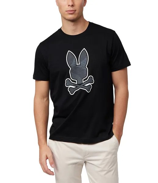 Футболка с короткими рукавами и рисунком Psycho Bunny Lenox, черный