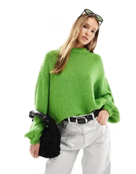 Зеленый вязаный джемпер свободного кроя ASOS