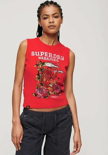 Топ TATTOO RHINESTONE Superdry, красный