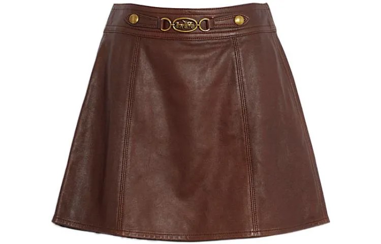 COACH Женская кожаная юбка, цвет Brown