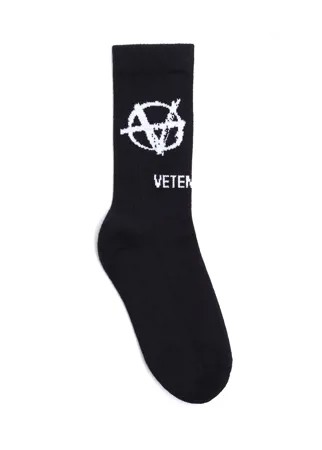 Хлопковые черные носки с логотипом