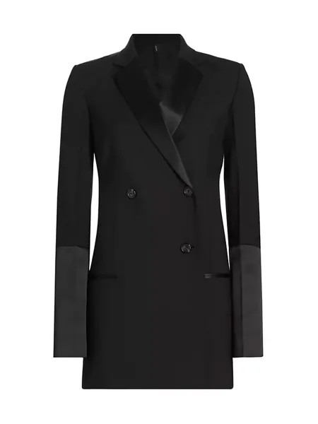 Удлиненный пиджак-смокинг из смесовой шерсти Helmut Lang, черный