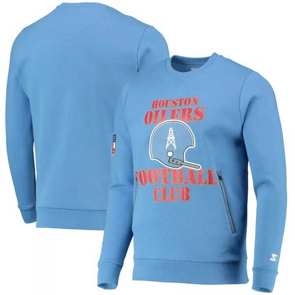 Мужской голубой пуловер-толстовка Houston Oilers Locker Room Throwback End Zone Starter